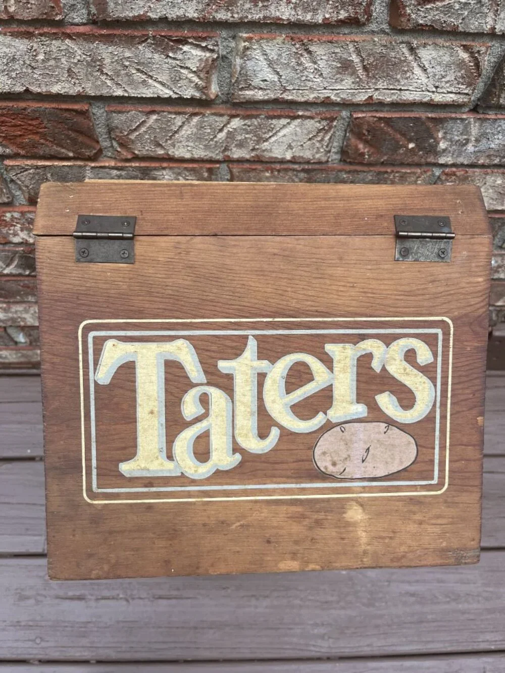 Vintage Taters Wood Box, Rustic Potatoe Bin, Country Cottage Large Storage Conta